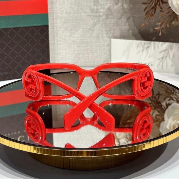 NWT Gucci GG1325S-005 Red Rectangle 54mm Sunglasses